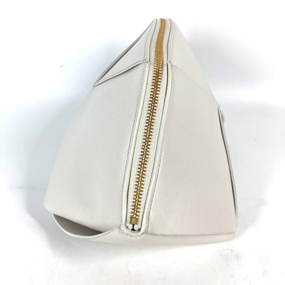 BOTTEGAVENETA Pouch 666696 leather white MAXI INTRECCIATO Chalk Women