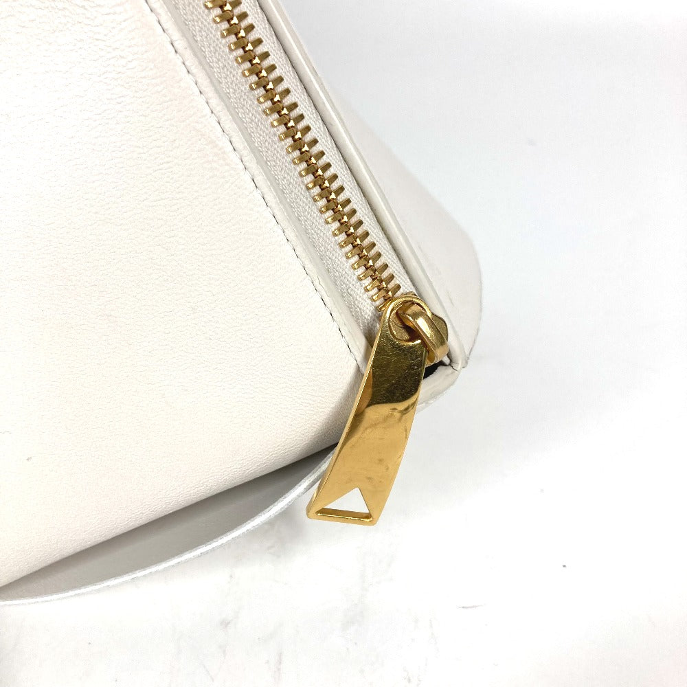 BOTTEGAVENETA Pouch 666696 leather white MAXI INTRECCIATO Chalk Women