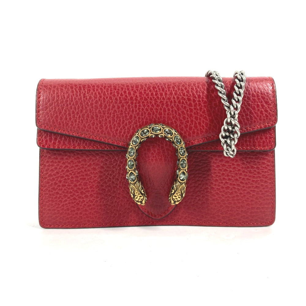 GUCCI Shoulder Bag 476432 leather Red 2WAY Bag Pouch Clutch Bag Dionysus Rhinestone Women