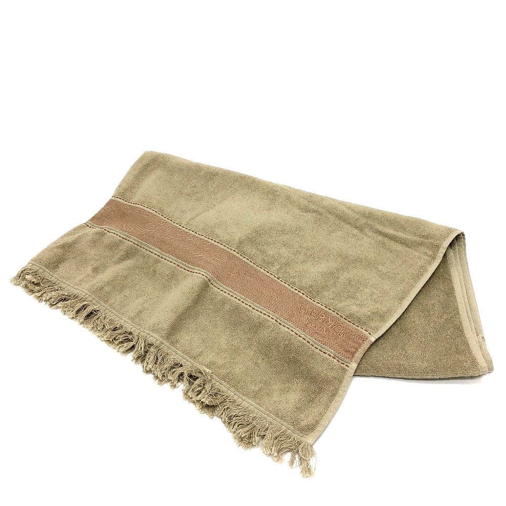 HERMES towel cotton gray fringe Yachting logo Women