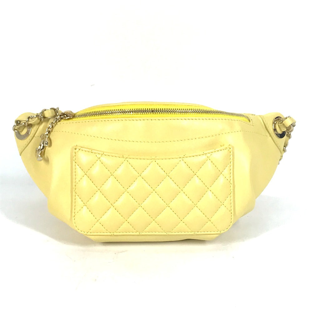CHANEL Sling bag A57832 lambskin yellow Chain Belt Bag Waist Pouch CC COCO Mark