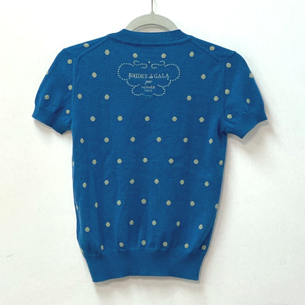 HERMES knit Cashmere, Cotton blue Short sleeve Brid Dougala Women 34