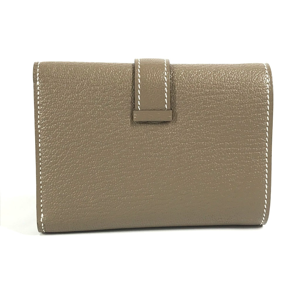 HERMES Trifold wallet Shave Gold Metal Bearn combine Women