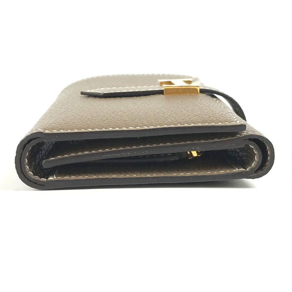HERMES Trifold wallet Shave Gold Metal Bearn combine Women