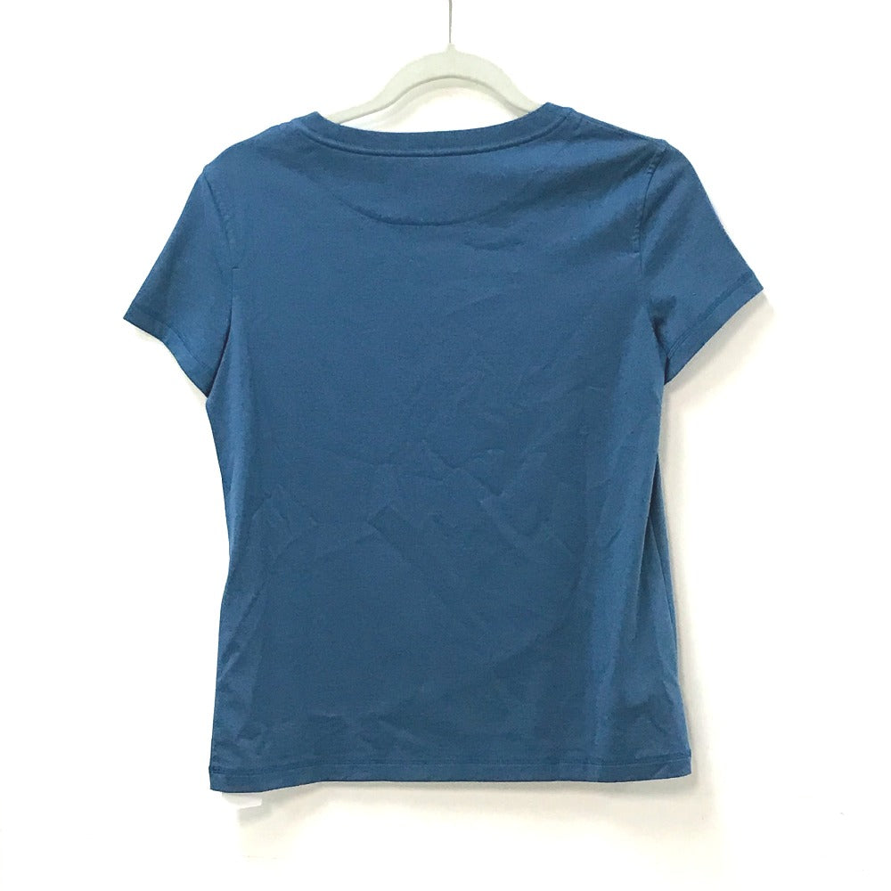 HERMES Short sleeve T-shirt cotton blue apparel tops short sleeves embroidered pocket Women 34