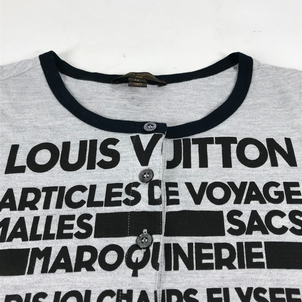 LOUIS VUITTON Short sleeve T-shirt Cotton, Viscose gray logo Women M