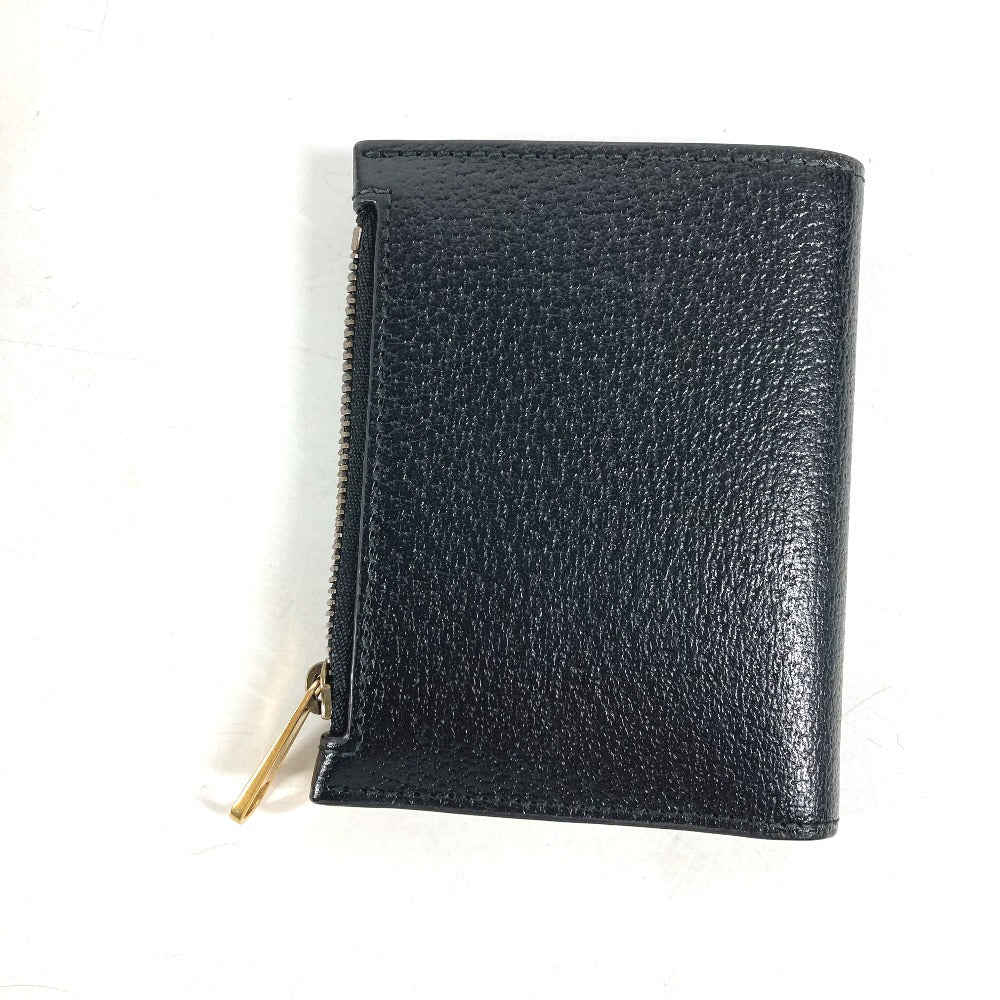 GUCCI Folded wallet 760223 leather black Double G Long Wallet Women