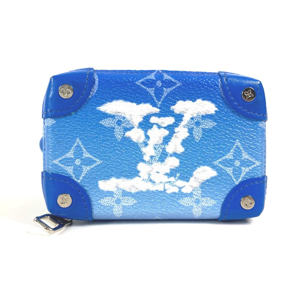 LOUIS VUITTON Coin case M45440 leather blue Monogram Clouds Soft Trunk Necklace Wallet mens