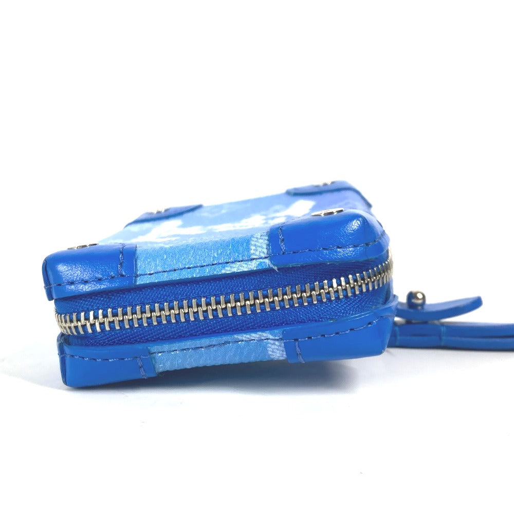 LOUIS VUITTON Coin case M45440 leather blue Monogram Clouds Soft Trunk Necklace Wallet mens