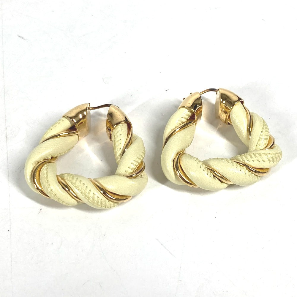 BOTTEGAVENETA Pierce Leather, AG925 Light yellow type Twisted Triangle Hoop Earrings Women