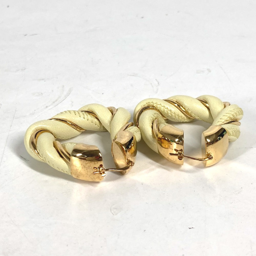 BOTTEGAVENETA Pierce Leather, AG925 Light yellow type Twisted Triangle Hoop Earrings Women