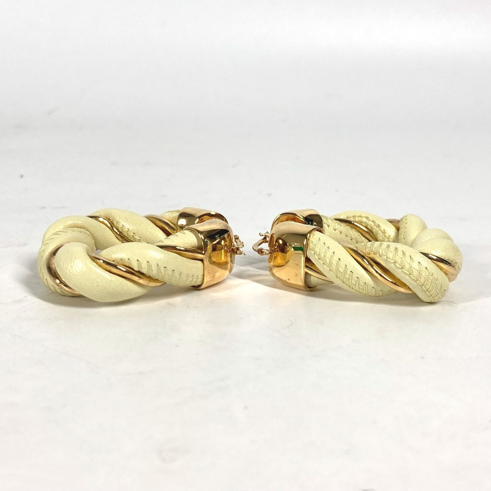 BOTTEGAVENETA Pierce Leather, AG925 Light yellow type Twisted Triangle Hoop Earrings Women