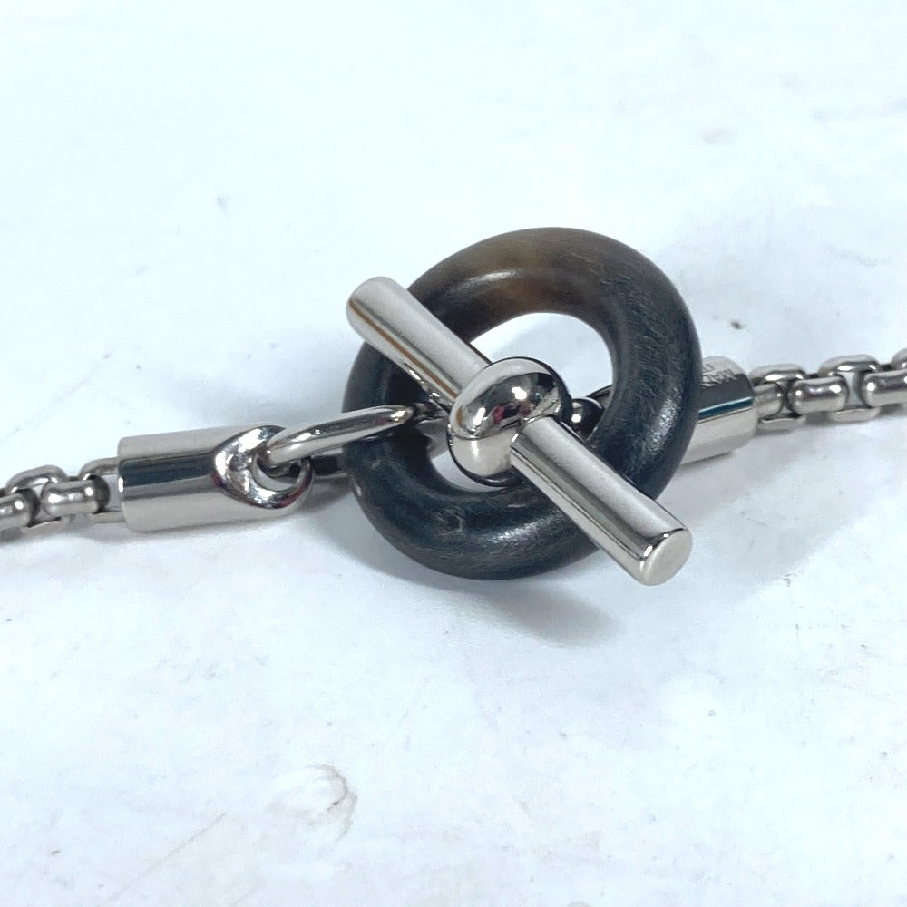 HERMES Necklace Buffalo Horn, Metal Silver Chain Meri Melo Necklace Women