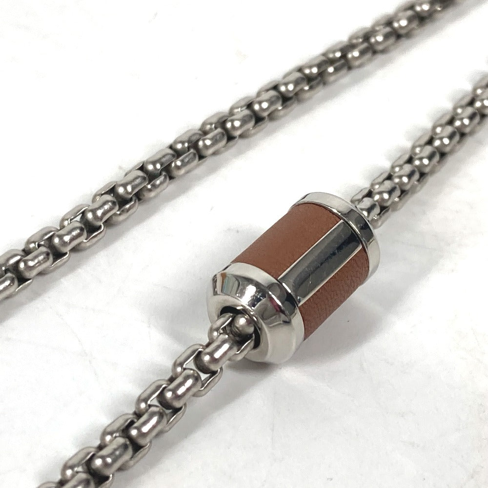 HERMES Necklace Buffalo Horn, Metal Silver Chain Meri Melo Necklace Women