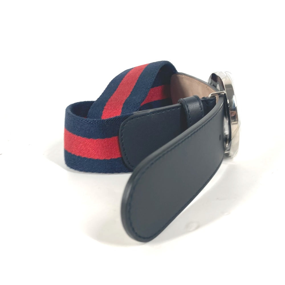 GUCCI belt 411924 Leather / canvas Navy GG interlocking G Women 75