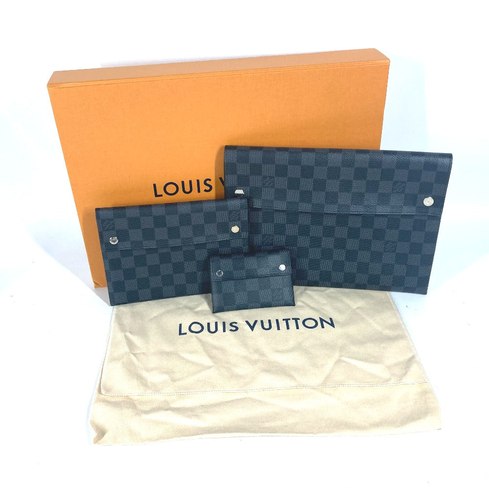 LOUIS VUITTON Clutch bag N60255 Damier Grafitto Canvas black Damier Grafitte Alpha triple pouch mens
