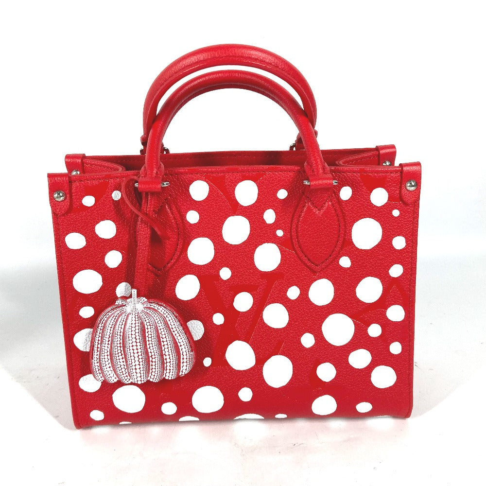 LOUIS VUITTON Handbag M46412 Monogram Ann Platt Leather Red Kusama Yayoi Collaboration LV x YK On the Go PM Women