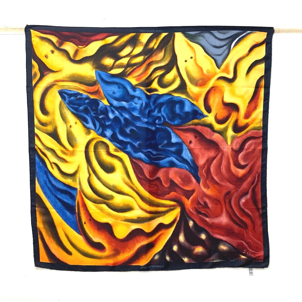 LOUIS VUITTON scarf silk black Sandro Chia unisex(Unisex)