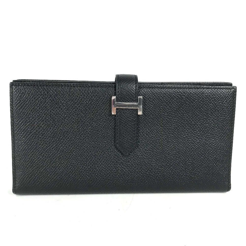 HERMES Long Wallet Purse Epsom black H logo Beansufla unisex(Unisex)