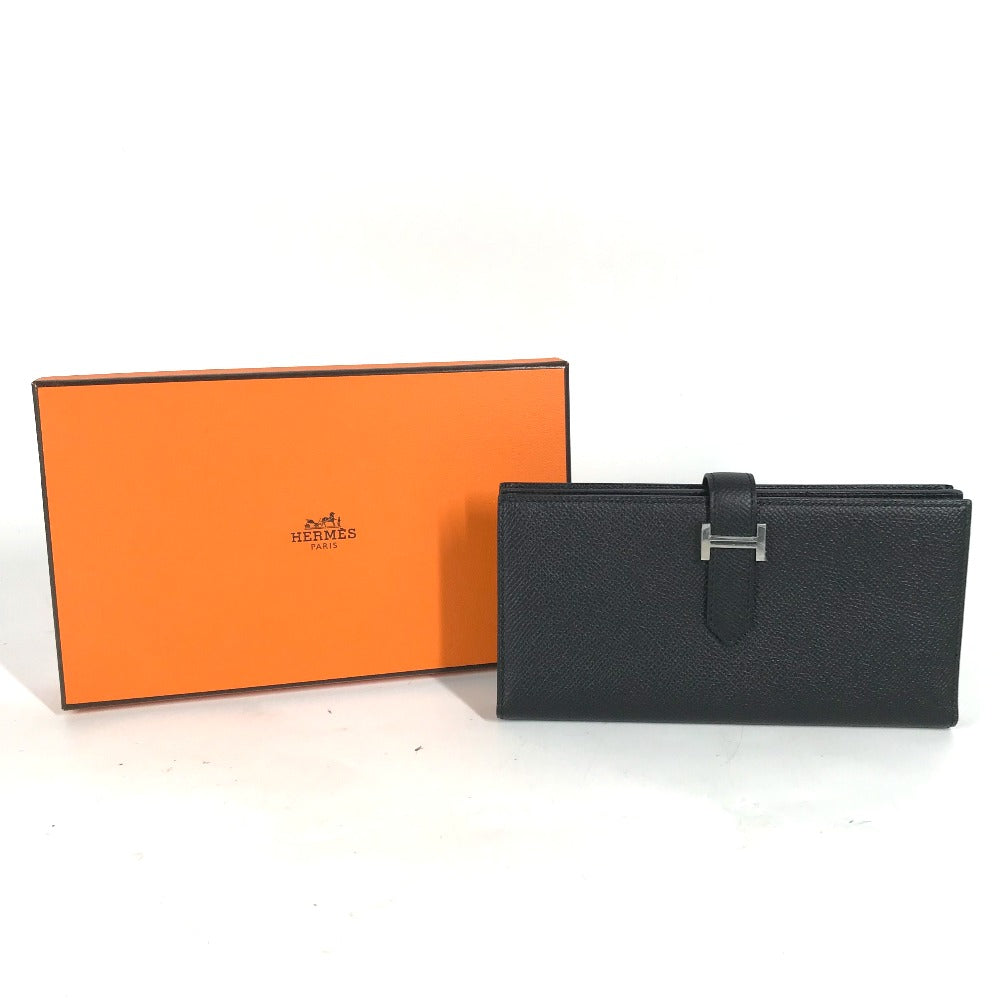 HERMES Long Wallet Purse Epsom black H logo Beansufla unisex(Unisex)