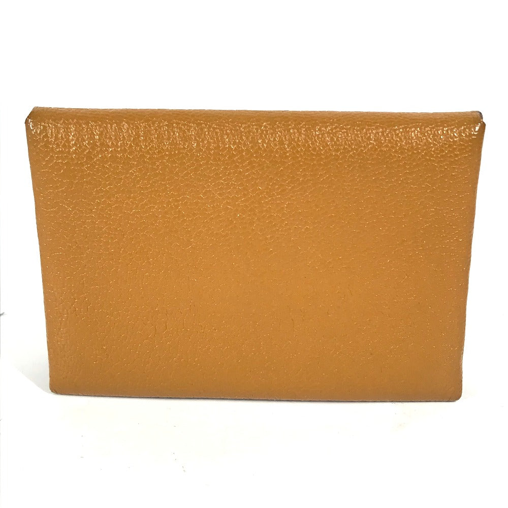 HERMES Coin case Shave beige Bifold Wallet Bicolor Calvi Duo Verso Women(Unisex)