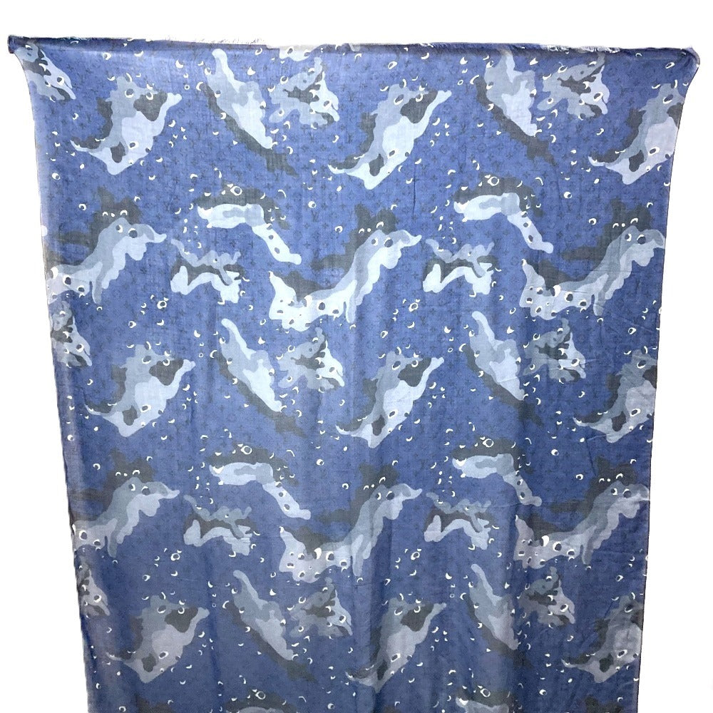 LOUIS VUITTON Stall MP2546 Cashmere, Silk blue Monogram camouflage Stall shawl