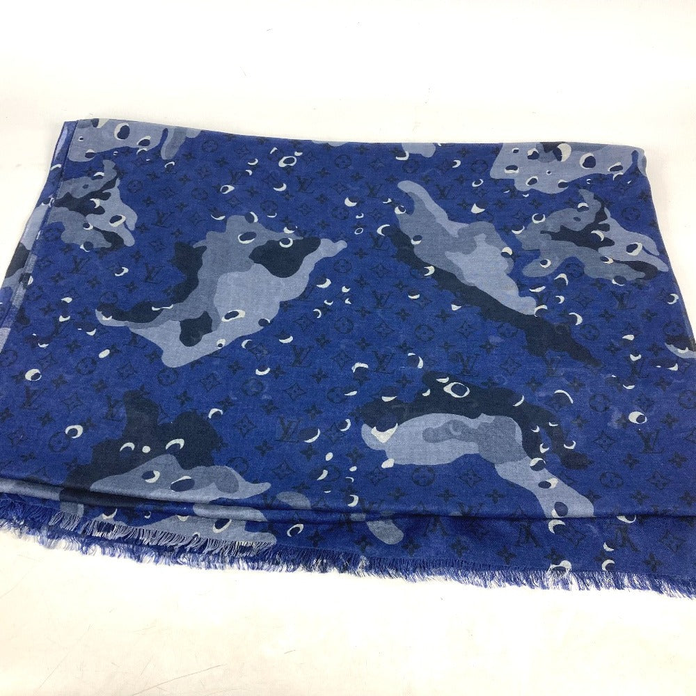 LOUIS VUITTON Stall MP2546 Cashmere, Silk blue Monogram camouflage Stall shawl