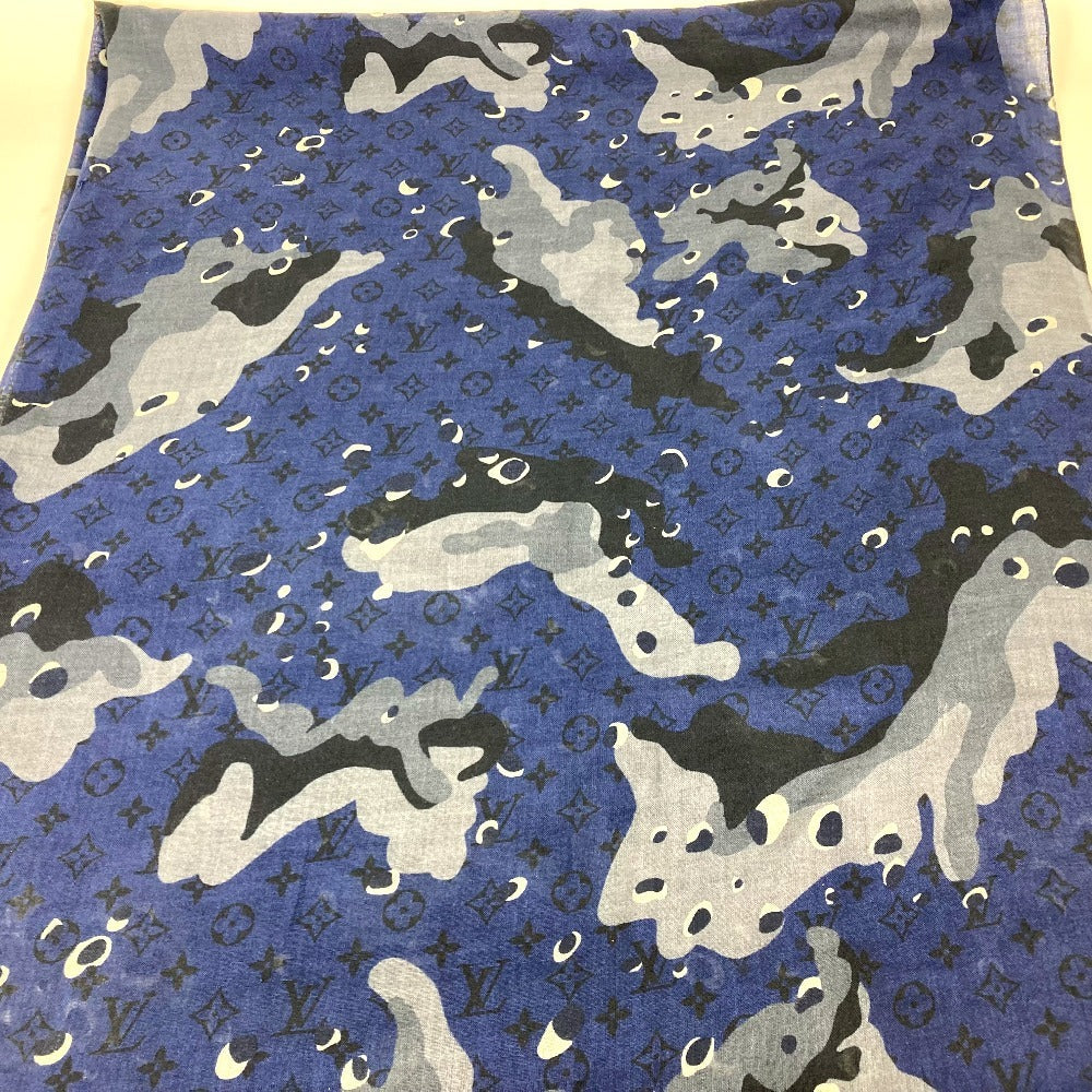 LOUIS VUITTON Stall MP2546 Cashmere, Silk blue Monogram camouflage Stall shawl