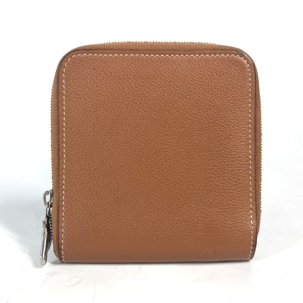 HERMES Folded wallet , Evercolor Brown Zip Around Zip Ungo Horse
