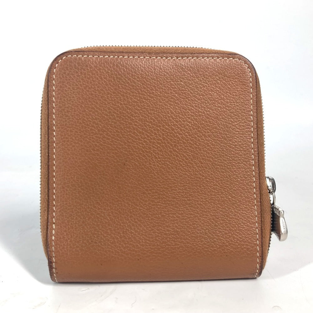 HERMES Folded wallet , Evercolor Brown Zip Around Zip Ungo Horse