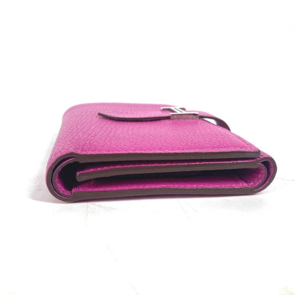 HERMES Trifold wallet Shave Pink type Purple type Bearn Compact Combination Women
