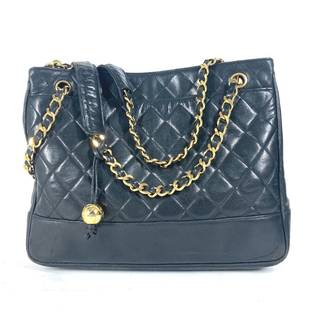 CHANEL Shoulder Bag lambskin black vintage Matelasse quilting CC COCO Mark logo