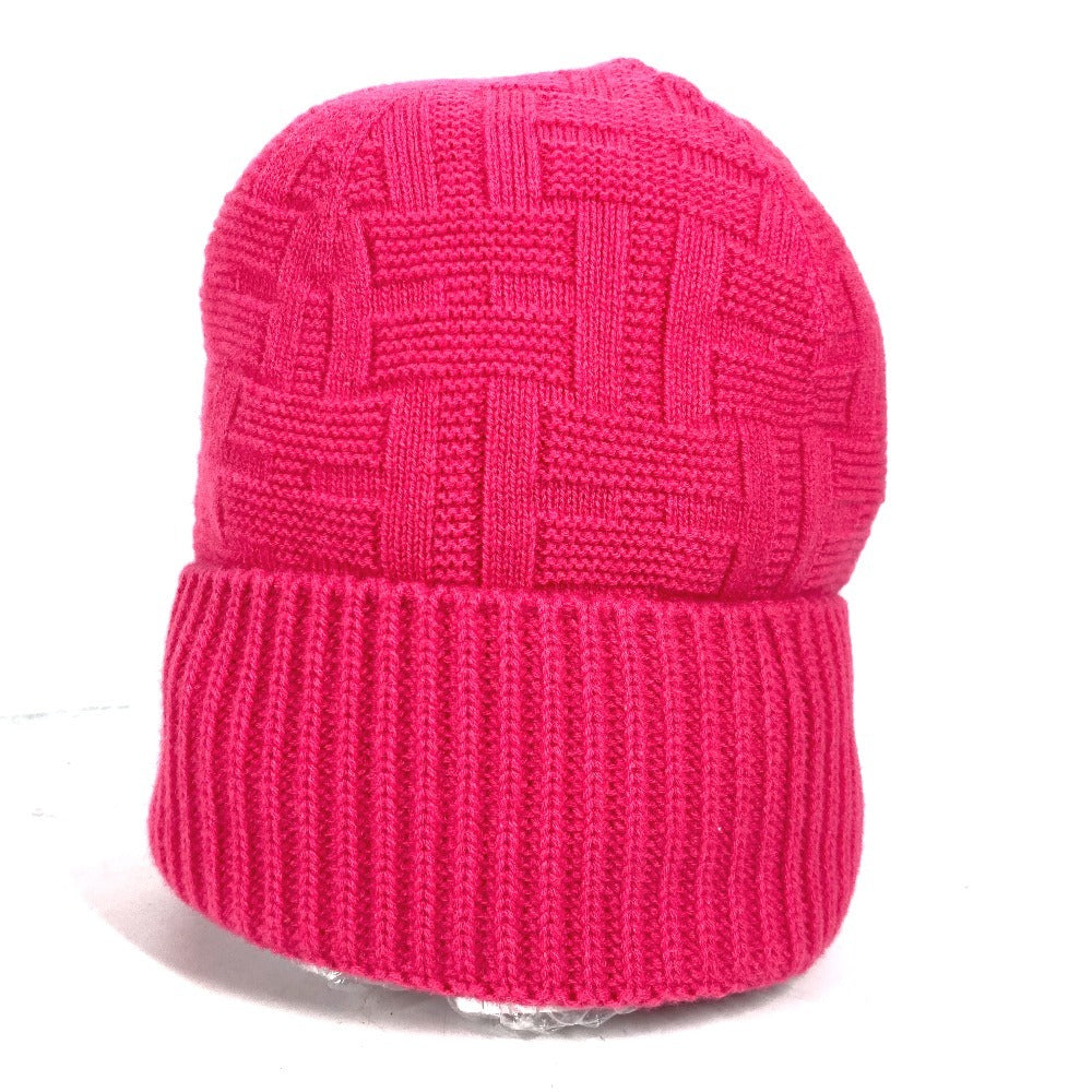HERMES Knit hat wool pink Serie H logo fragrance Women M