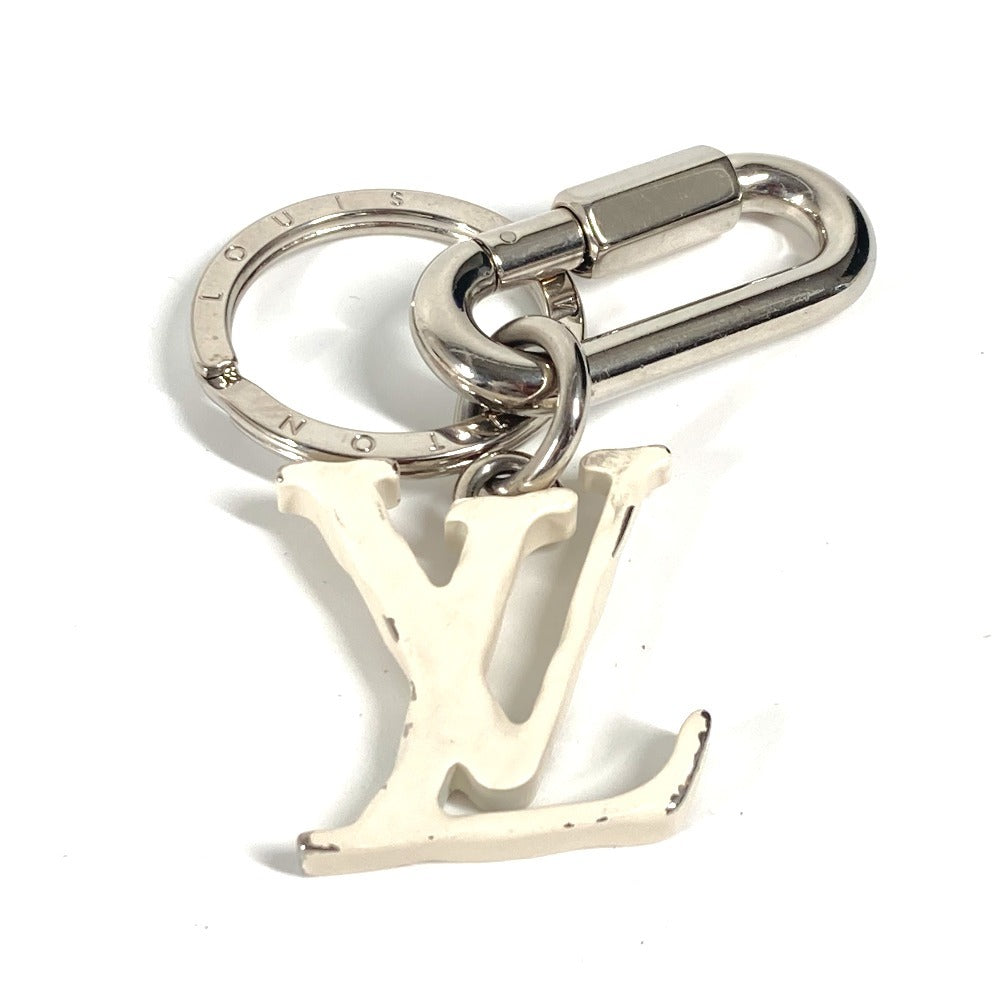 LOUIS VUITTON key ring MP2290 metal white LV logo with carabiner Portocre LV Sharp