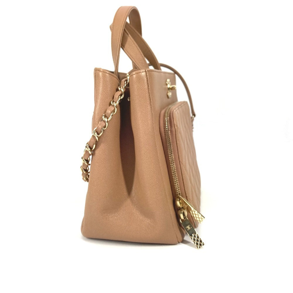 CHANEL Shoulder Bag A93750 Caviar skin beige Crossbody CC COCO Mark Matelasse affinity small Women