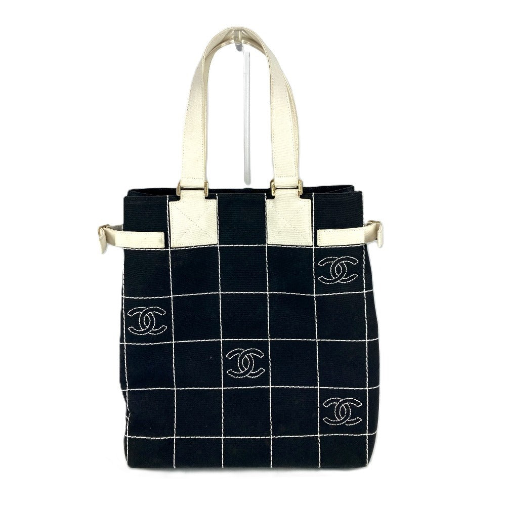 CHANEL Shoulder Bag canvas black CC COCO Mark Bicolor Women