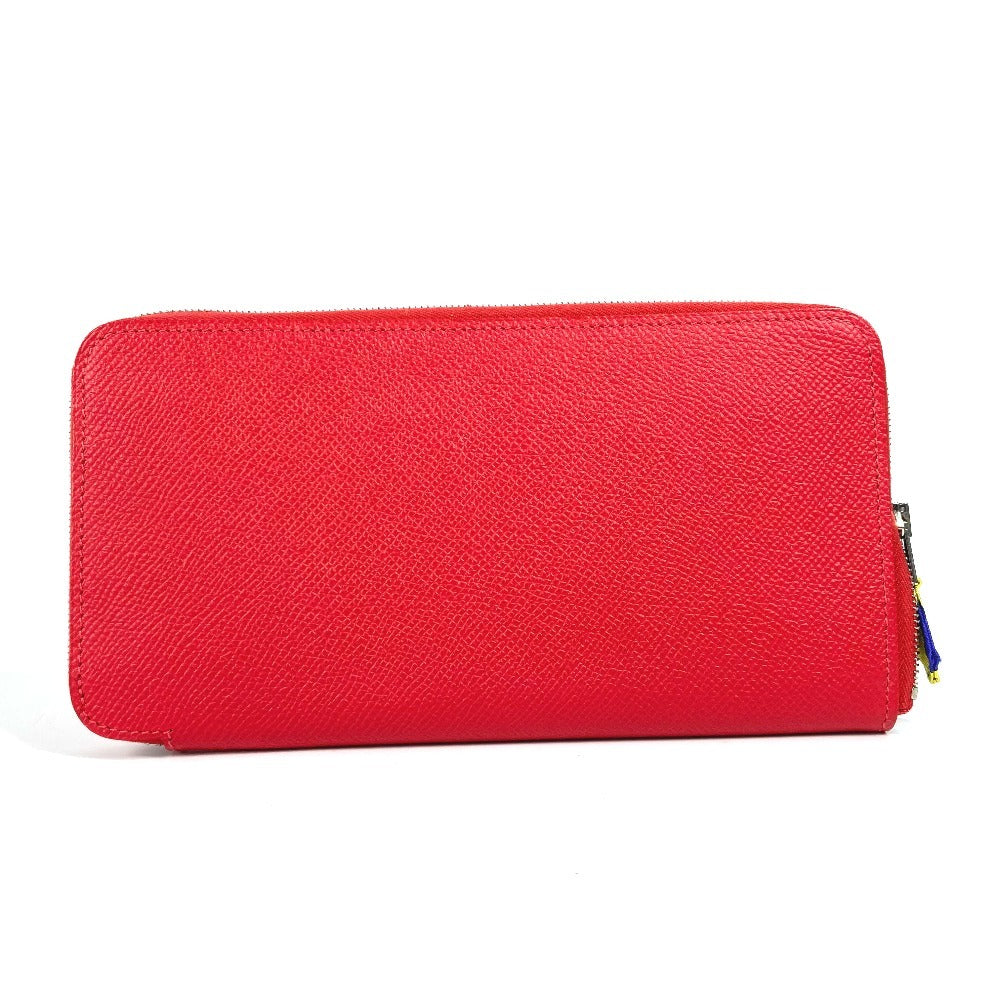 HERMES Long Wallet Purse Epsom Red Azap long silk in unisex(Unisex)