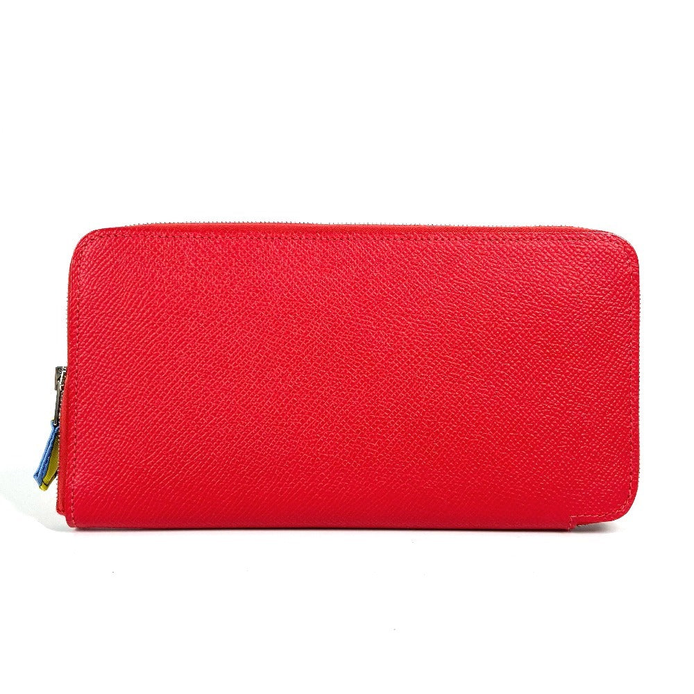 HERMES Long Wallet Purse Epsom Red Azap long silk in unisex(Unisex)