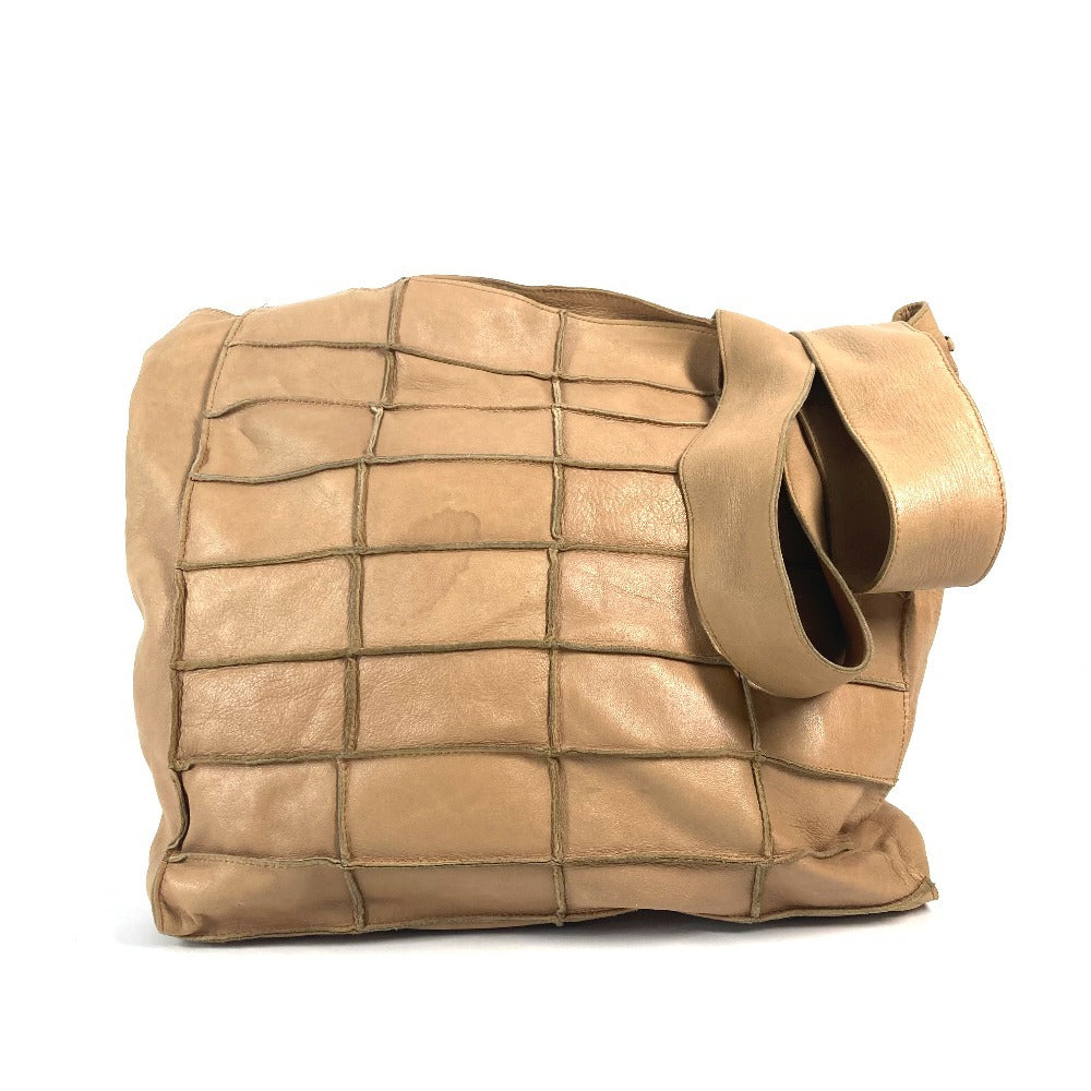 CHANEL Shoulder Bag leather beige vintage Chocolate bar Women