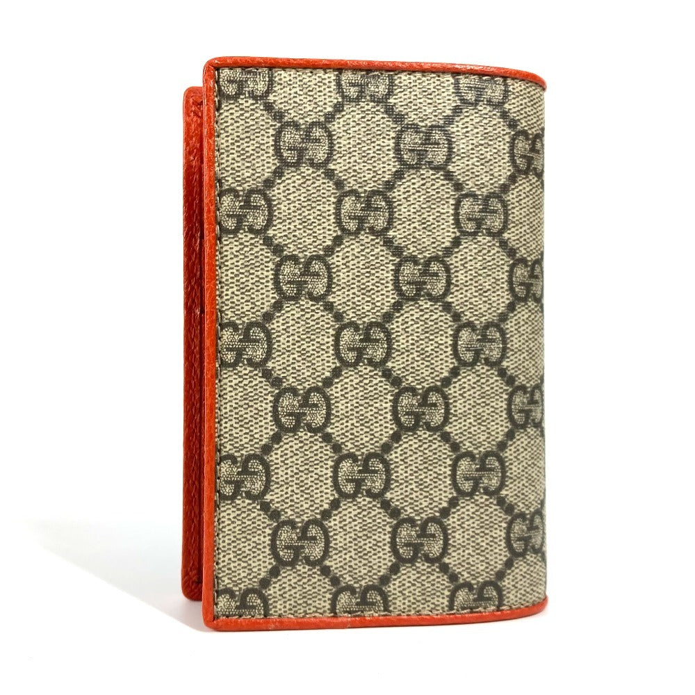 GUCCI passport case 586257 GG Supreme canvas, leather Orange GG Supreme logo unisex(Unisex)