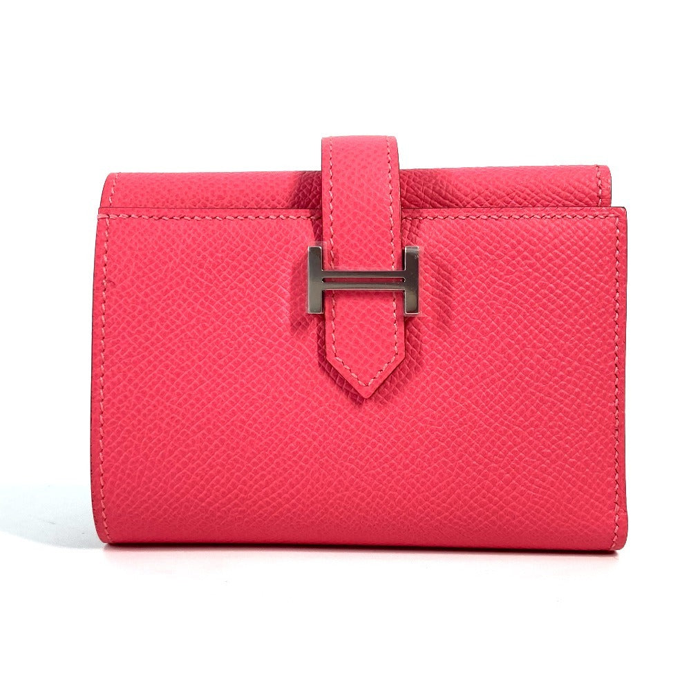 HERMES Trifold wallet Epsom pink Bean combine Women