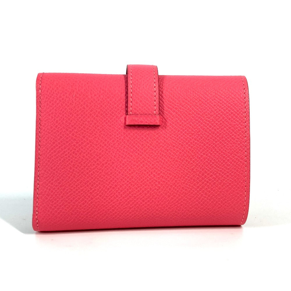HERMES Trifold wallet Epsom pink Bean combine Women