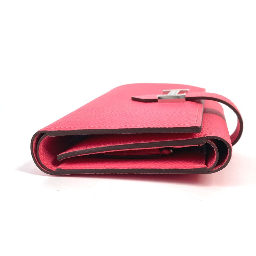 HERMES Trifold wallet Epsom pink Bean combine Women
