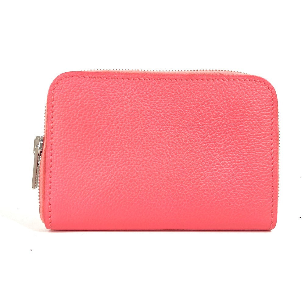 HERMES Coin case leather pink Zip Angor Women