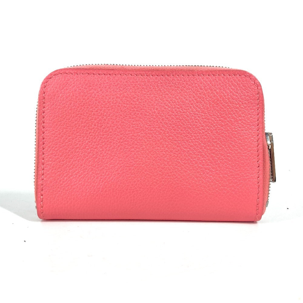 HERMES Coin case leather pink Zip Angor Women