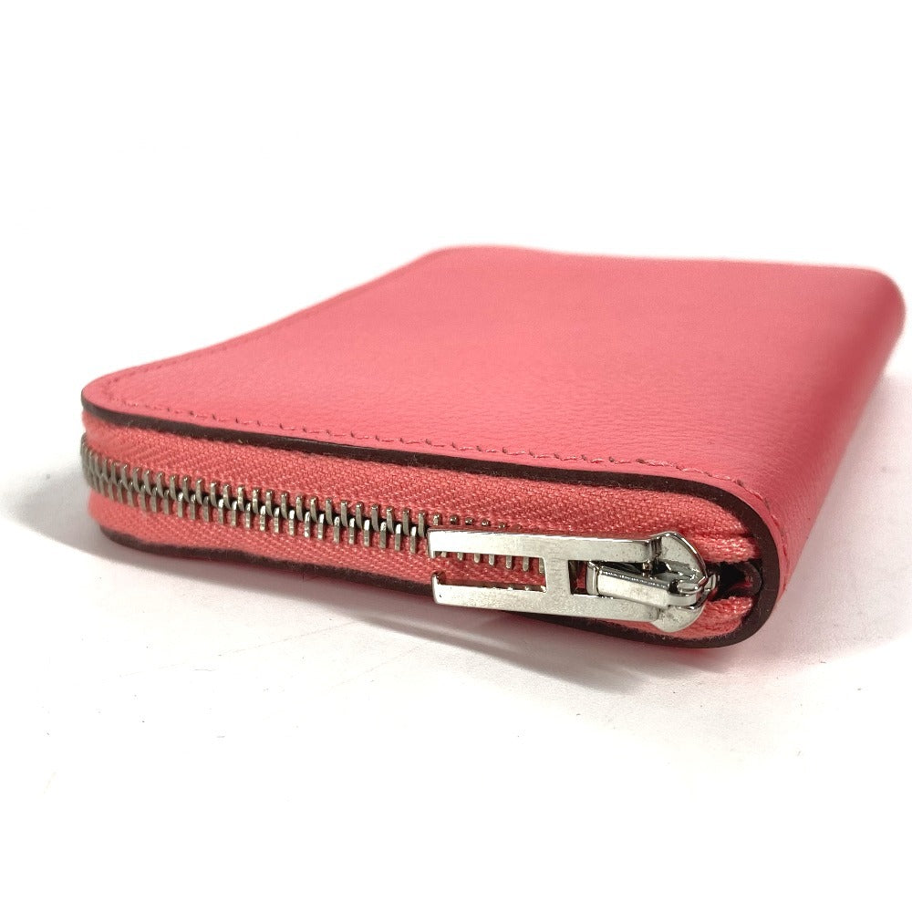 HERMES Coin case leather pink Zip Angor Women