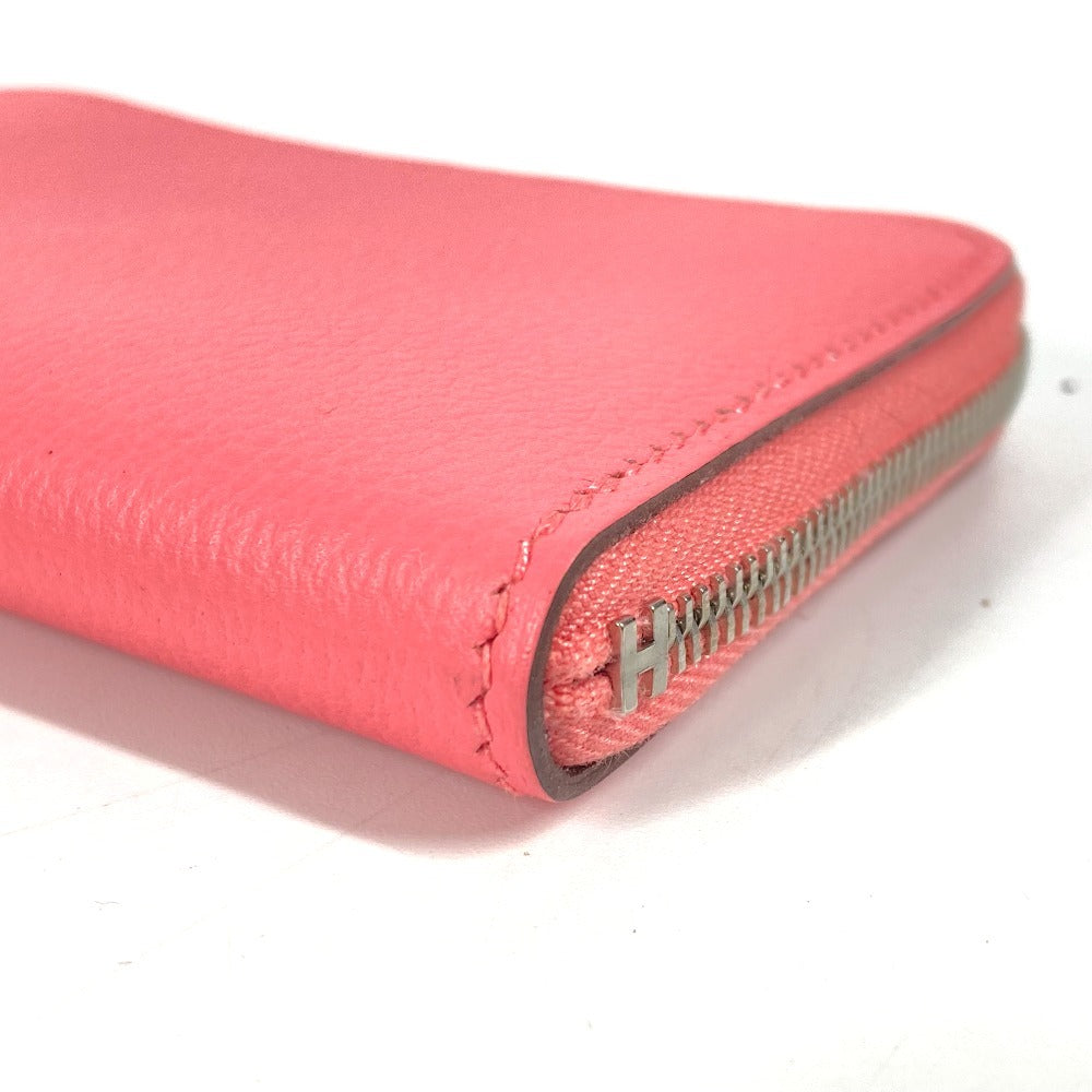 HERMES Coin case leather pink Zip Angor Women