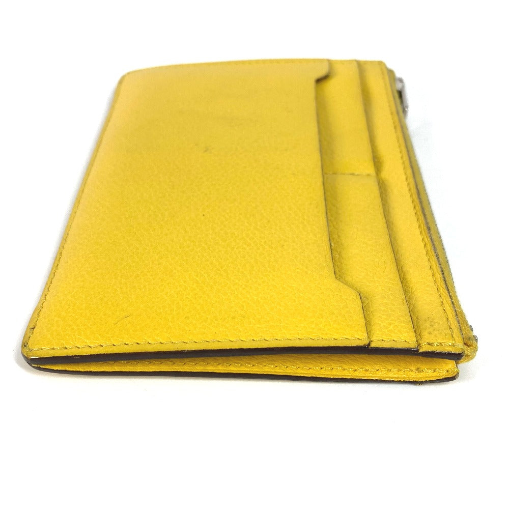 HERMES Coin case Evercolor yellow Card holder Card Case Zip City Women