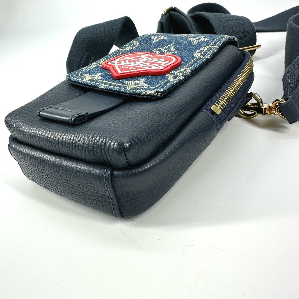 LOUIS VUITTON Shoulder Bag M81060 Denim, Leather blue Monogram denim NIGO collaboration Double phone pouch unisex(Unisex)