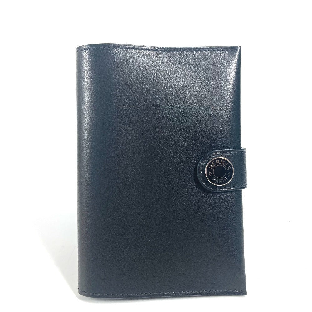 HERMES passport case leather black RMS logo
